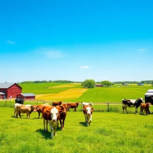 An agricultural landscape in Michigan demonstrating healthy farming practices.