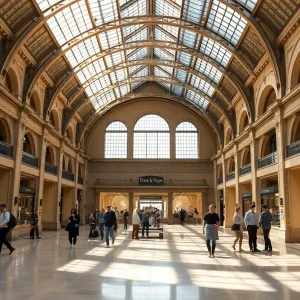 Interior view of Michigan Central Station showcasing renovations