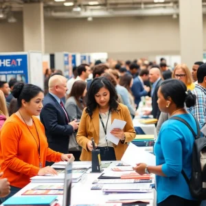 Job seekers at a Michigan job fair