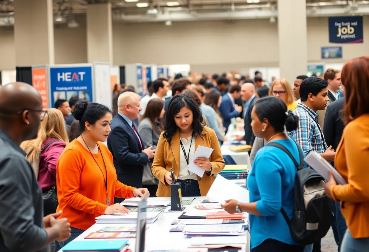 Job seekers at a Michigan job fair