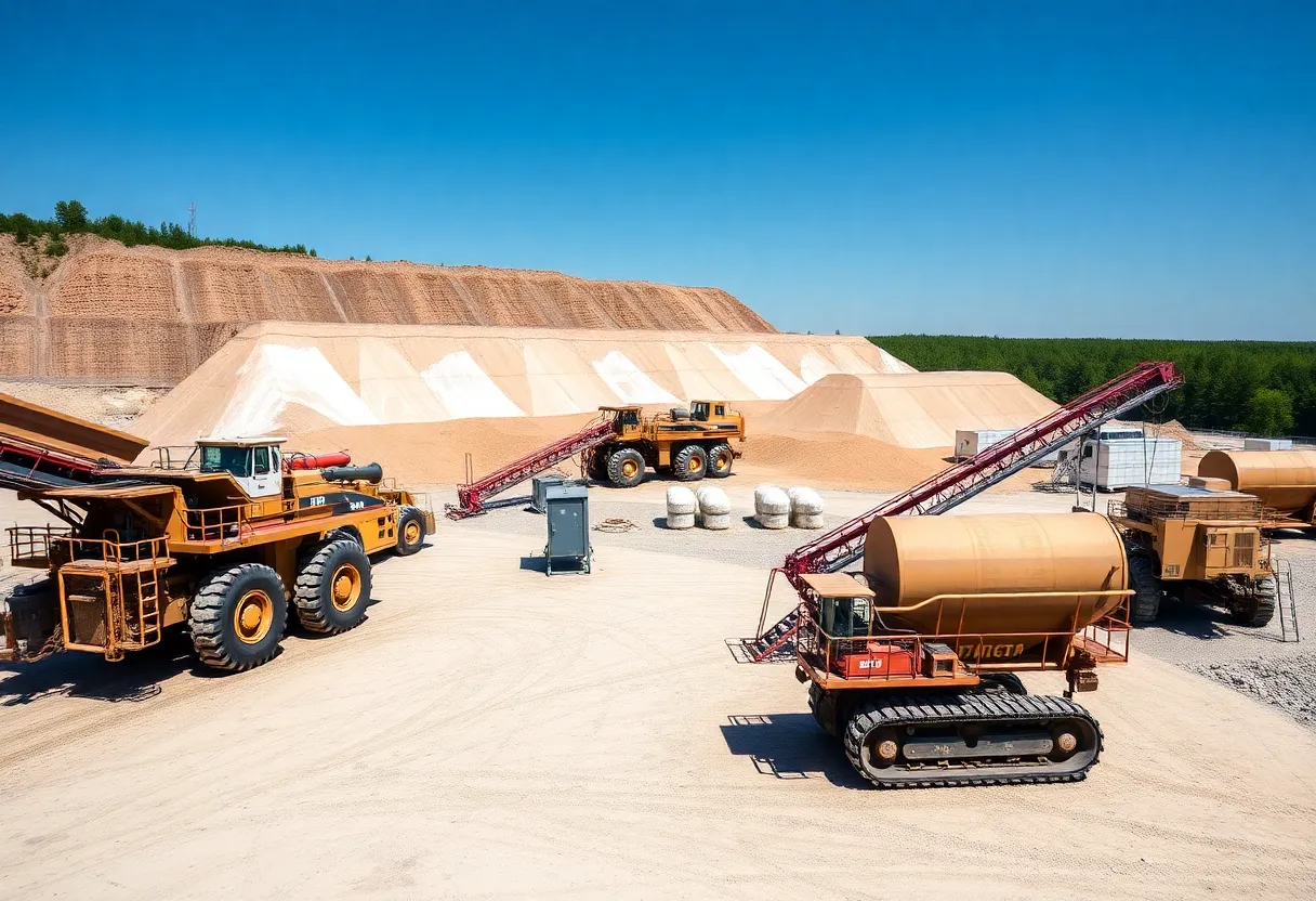 Mining equipment at Michigan Potash site