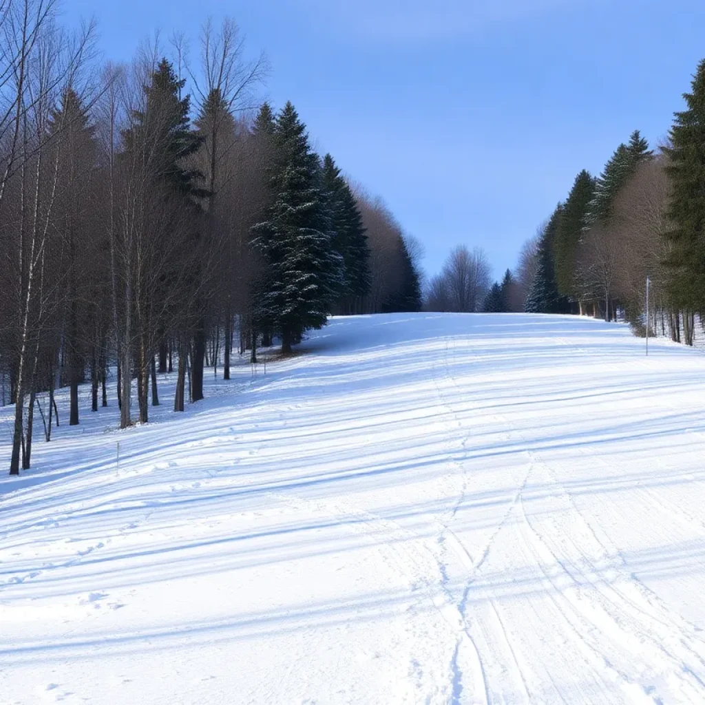 Snow-covered Middlebelt Hill with safety signs