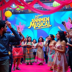 Event scene from the Moana 2 premiere with dancers and fans.