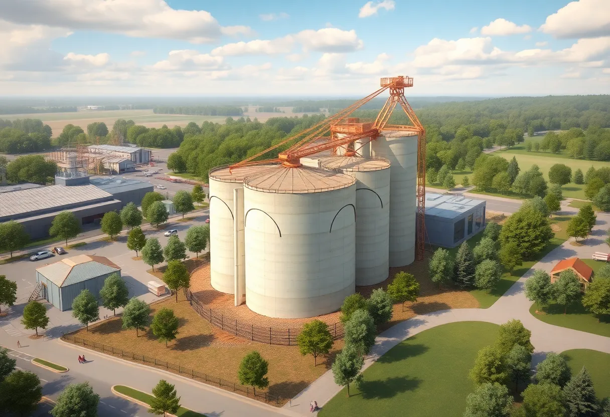 Conceptual image of sand silo construction in Novi