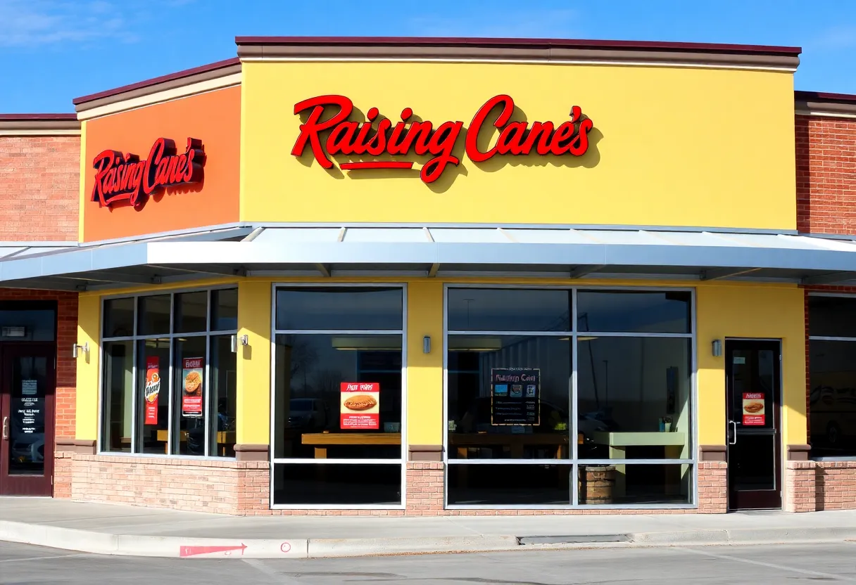 Rendering of the Raising Cane's restaurant planned in Portage, MI