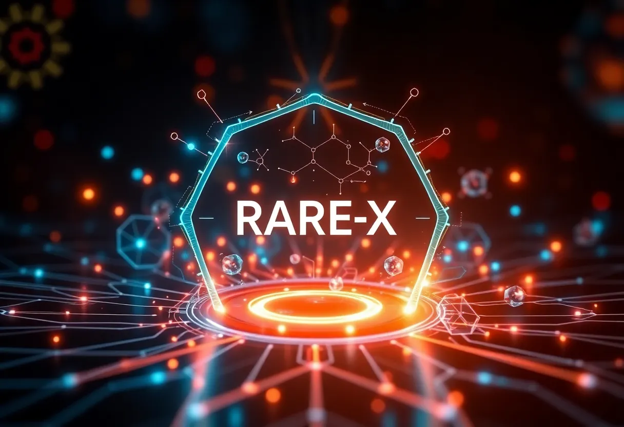 Digital illustration of RARE-X platform with AI integration.