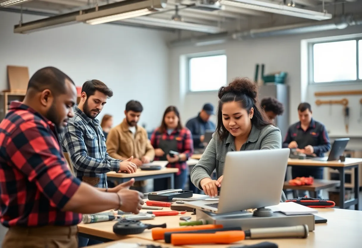 Training session for aspiring skilled tradespeople