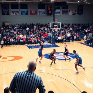 Michigan State Spartans basketball players competing on court