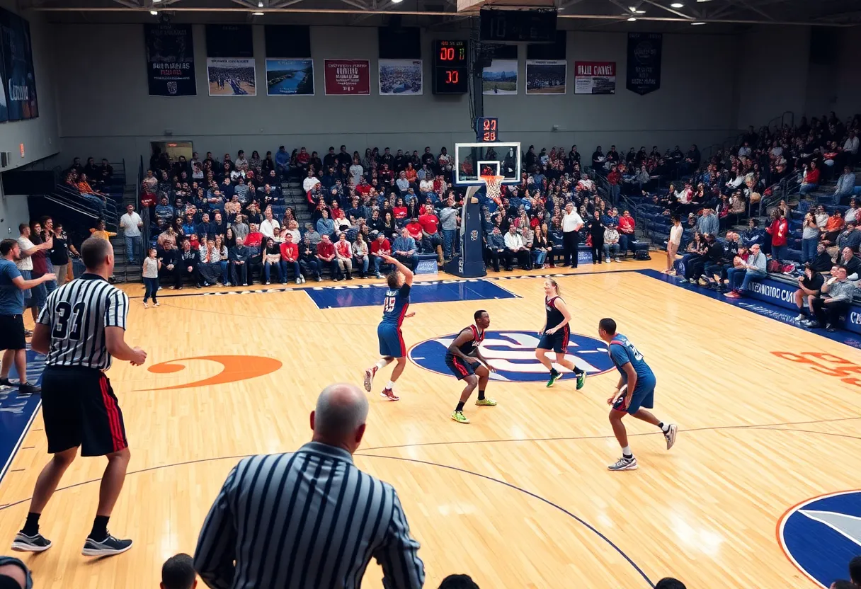 Michigan State Spartans basketball players competing on court