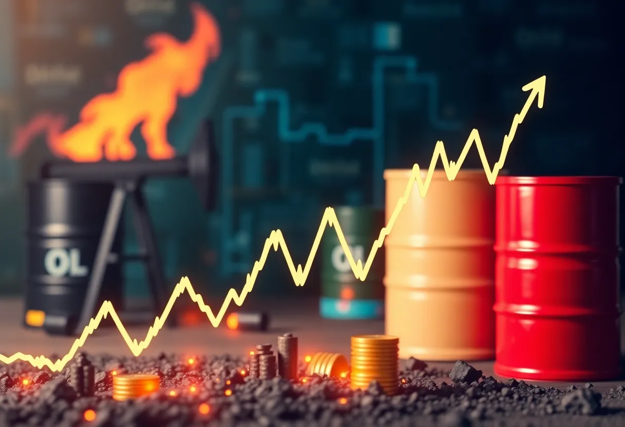 Visual representation of fluctuating oil prices due to trade tariffs.