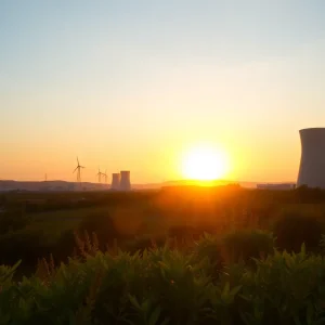 Scenic view of a TVA power plant surrounded by nature