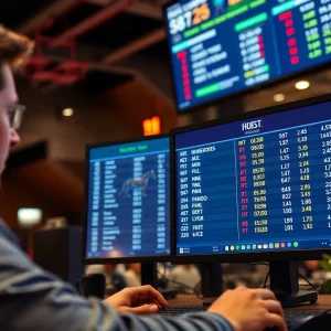 Online betting platform TwinSpires showing horse racing odds on computer screen.