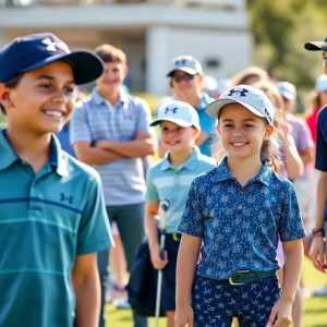 Young golfers participating in an Under Armour golf event