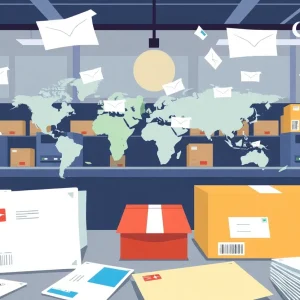 Illustration of USPS processing international packages