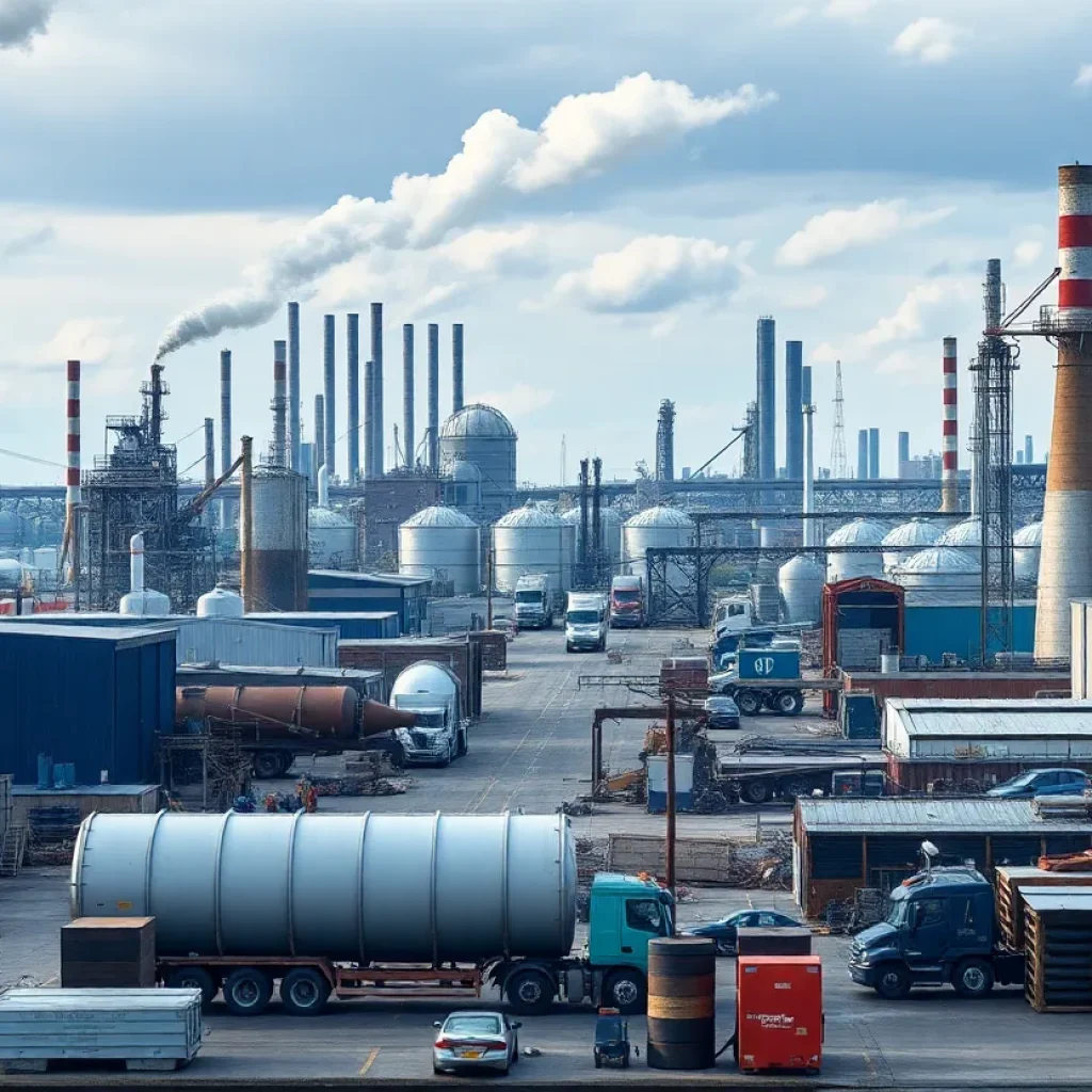 Industrial landscape in West Michigan depicting economic activity