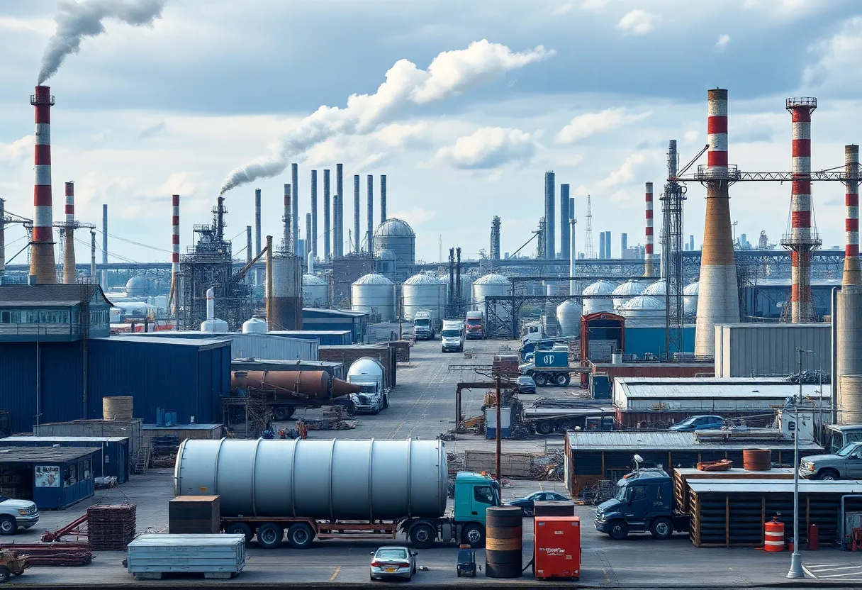 Industrial landscape in West Michigan depicting economic activity