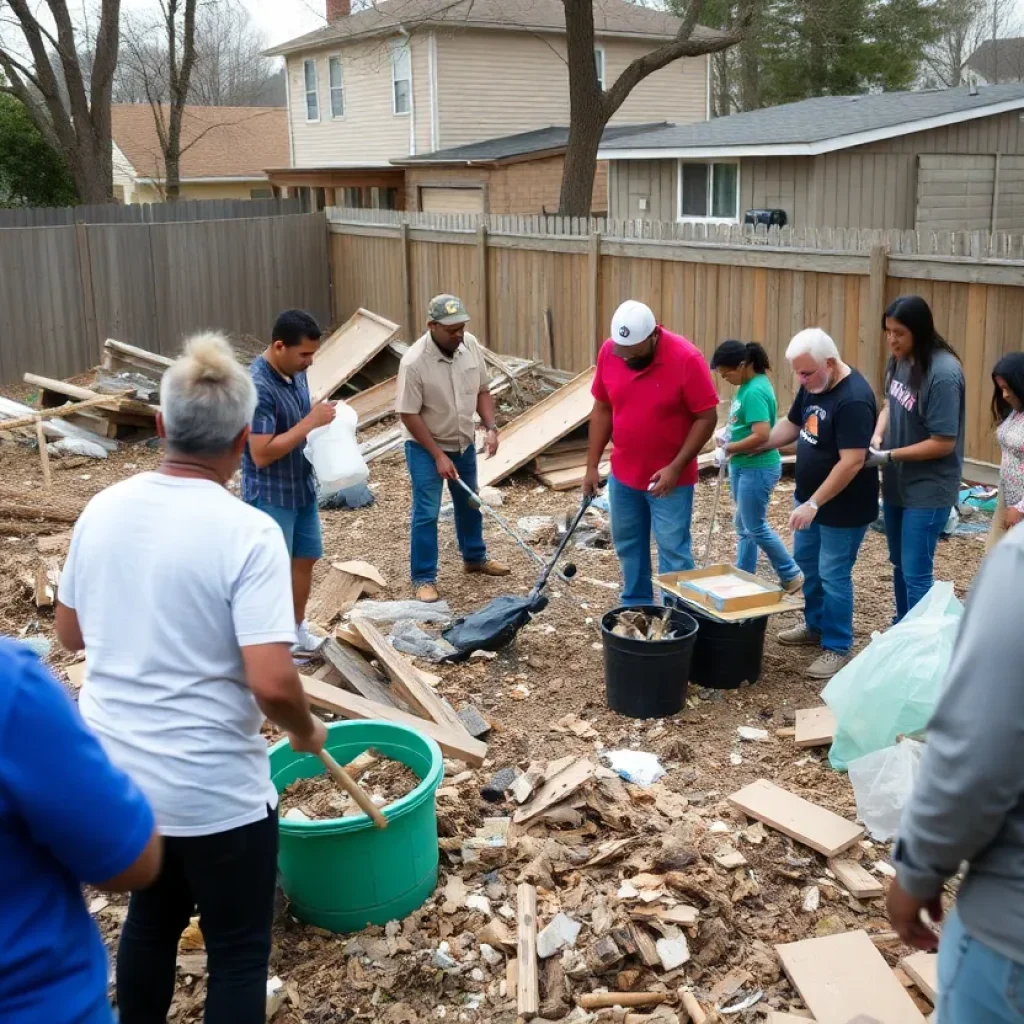 Volunteers working together in Aiken County for disaster recovery.