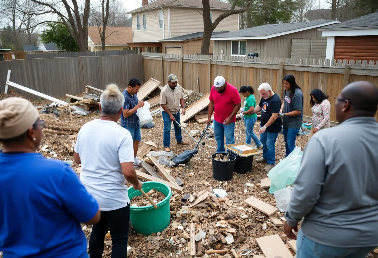 Volunteers working together in Aiken County for disaster recovery.