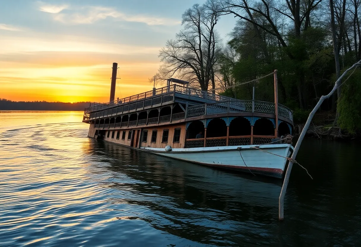 The sunken AuSable River Queen riverboat in Oscoda Township