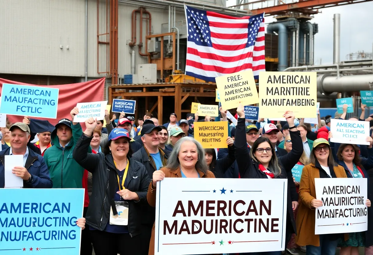 Crowd at Bay City rally advocating for American manufacturing revival