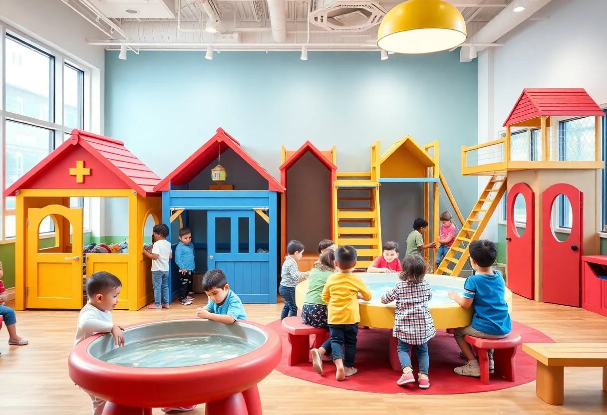 Interior view of Busy Bees Play Cafe with children playing