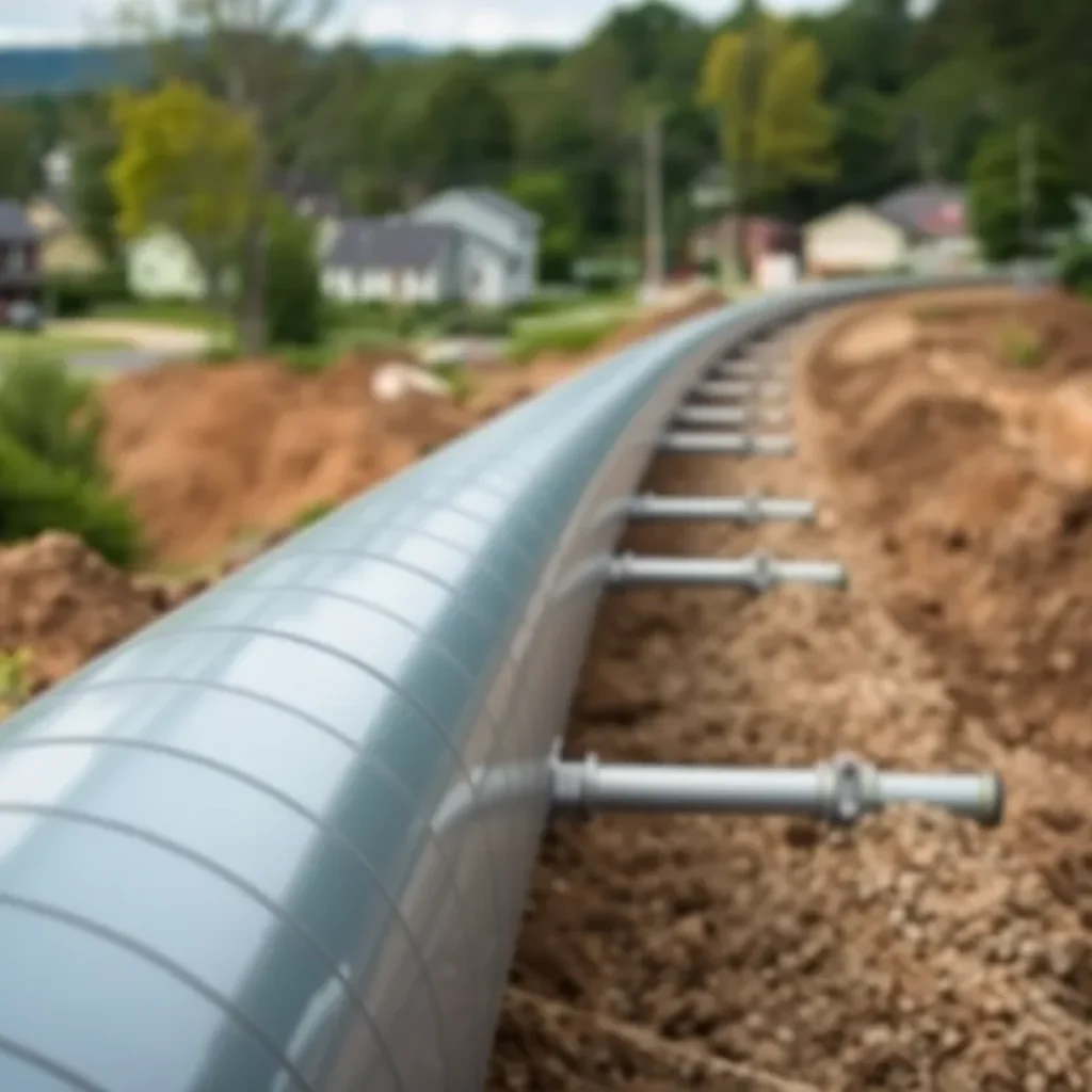 Construction site of a sewer line connecting townships