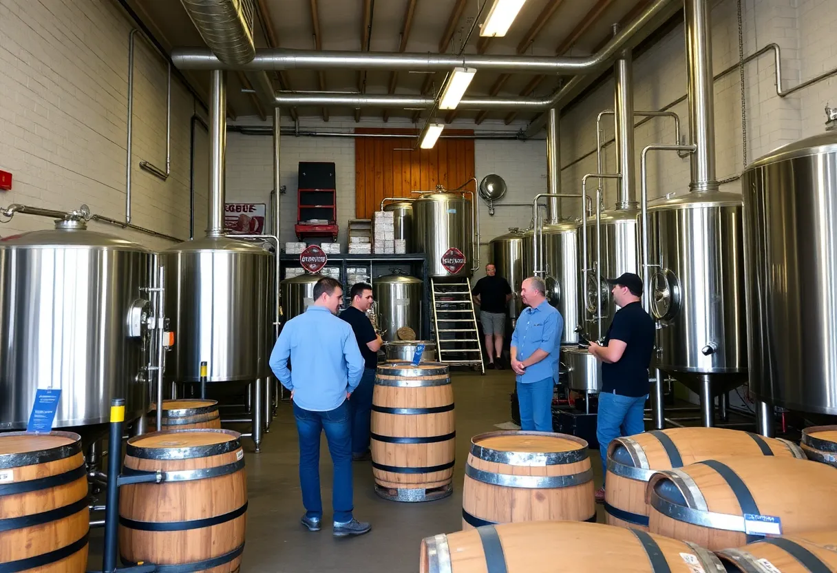 Brewery interior showing brewing equipment affected by tariffs