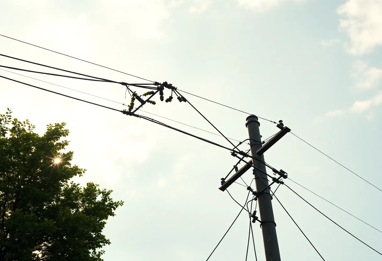 Tree trimming along power lines to prevent outages