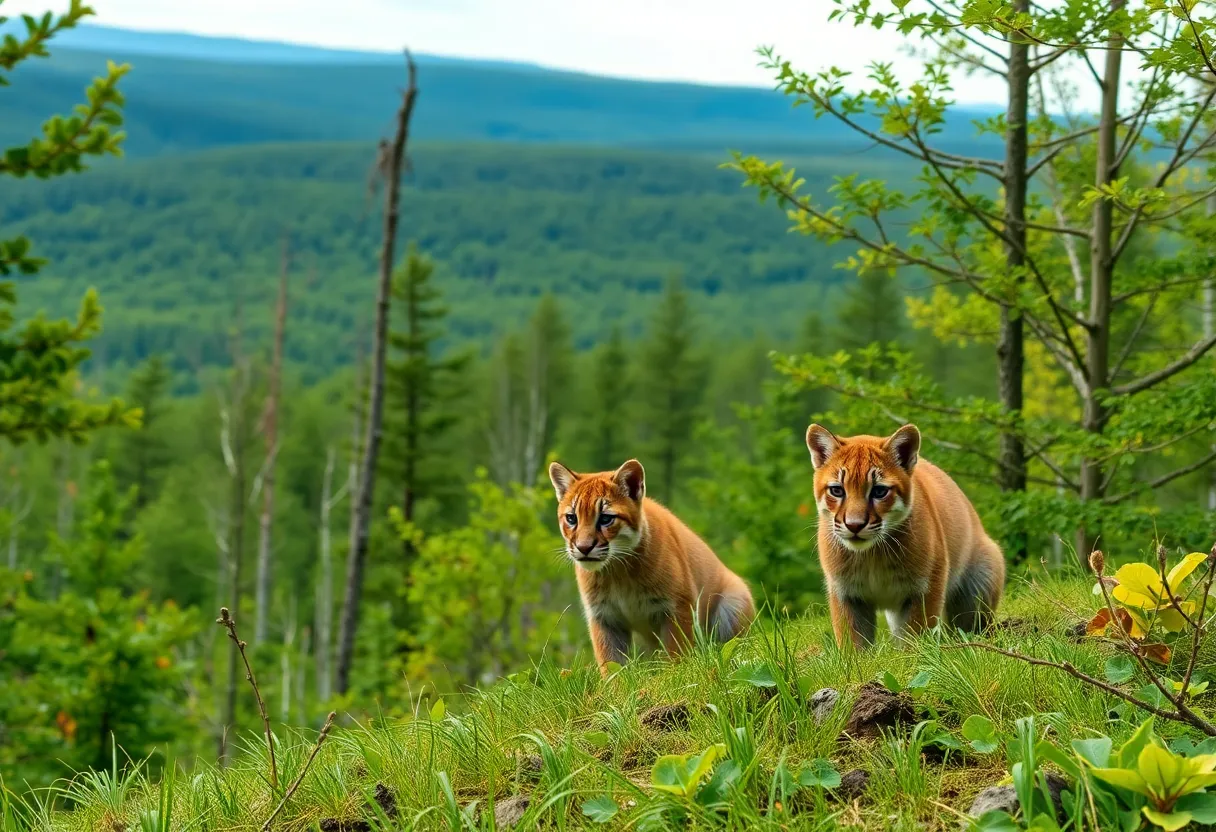 A beautiful serene landscape in Ontonagon County, Michigan, representing the habitat of cougar cubs.