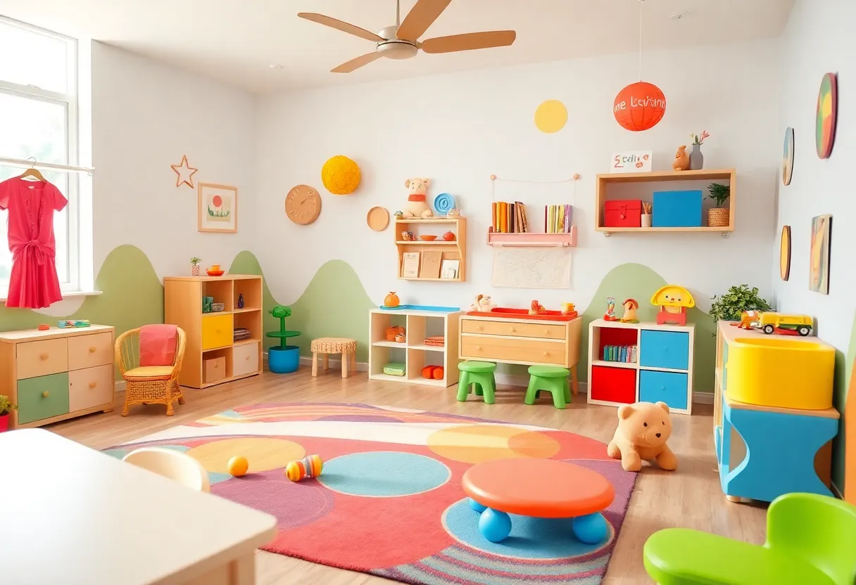 Inside a crisis nursery showing a safe and colorful space for children