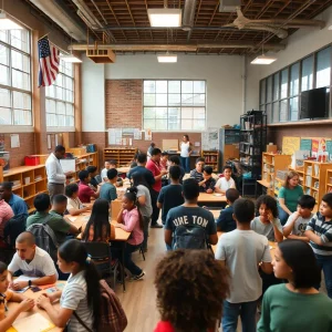 Community members in Detroit discussing education changes