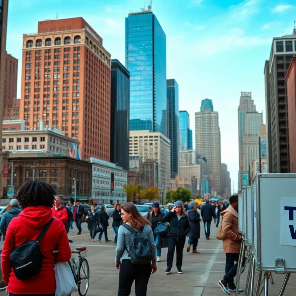 Voters participating in an election in Detroit