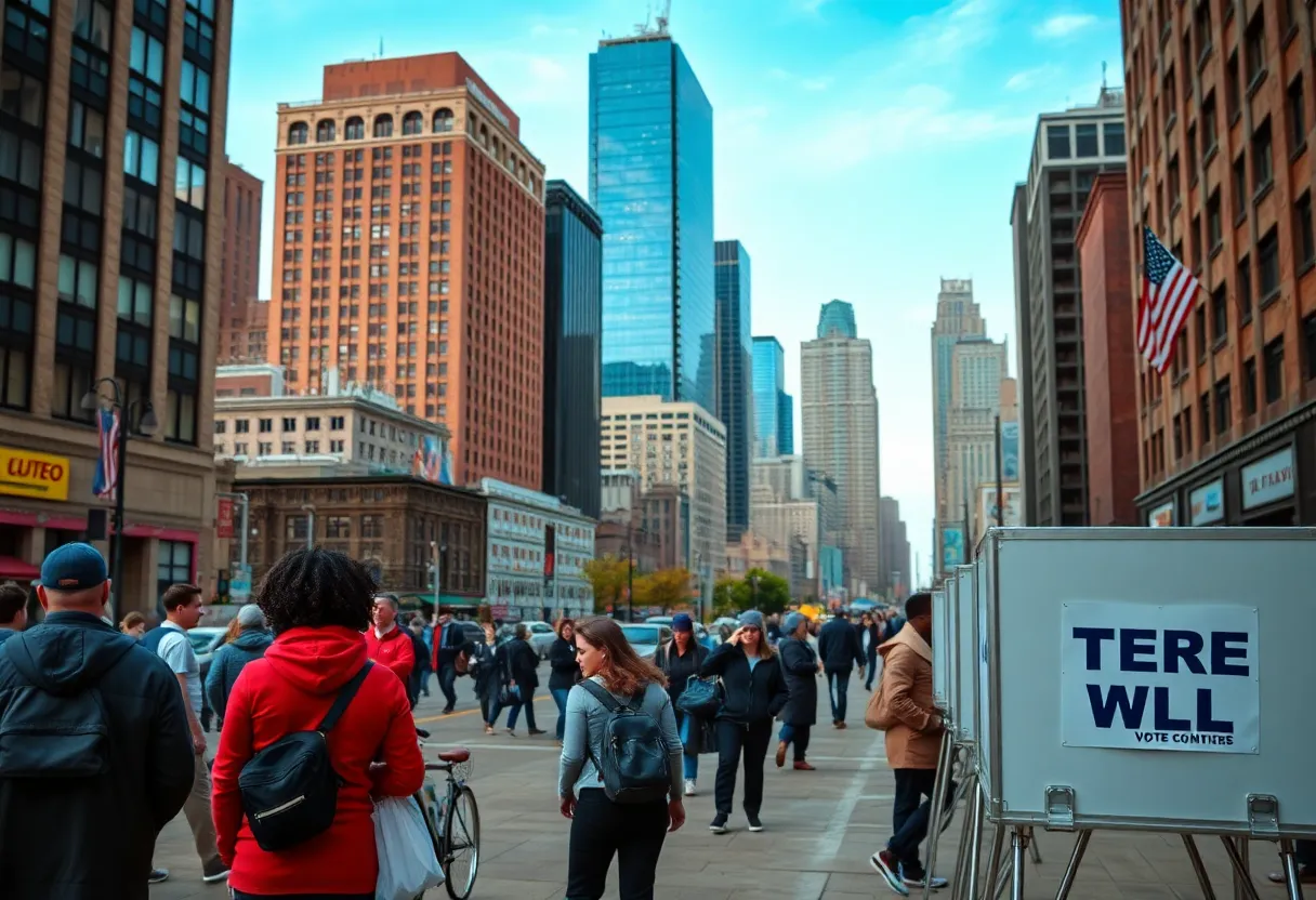 Voters participating in an election in Detroit