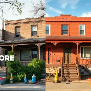 Before and after renovation of a home in Detroit