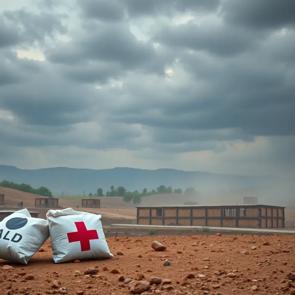 Conceptual image representing international aid and conflict