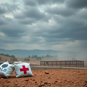 Conceptual image representing international aid and conflict