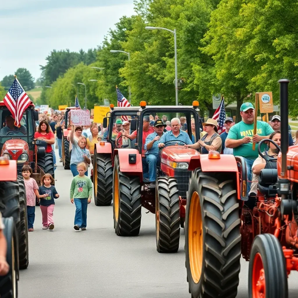 Tractors gathered in Lansing during the farmers rally against government regulations