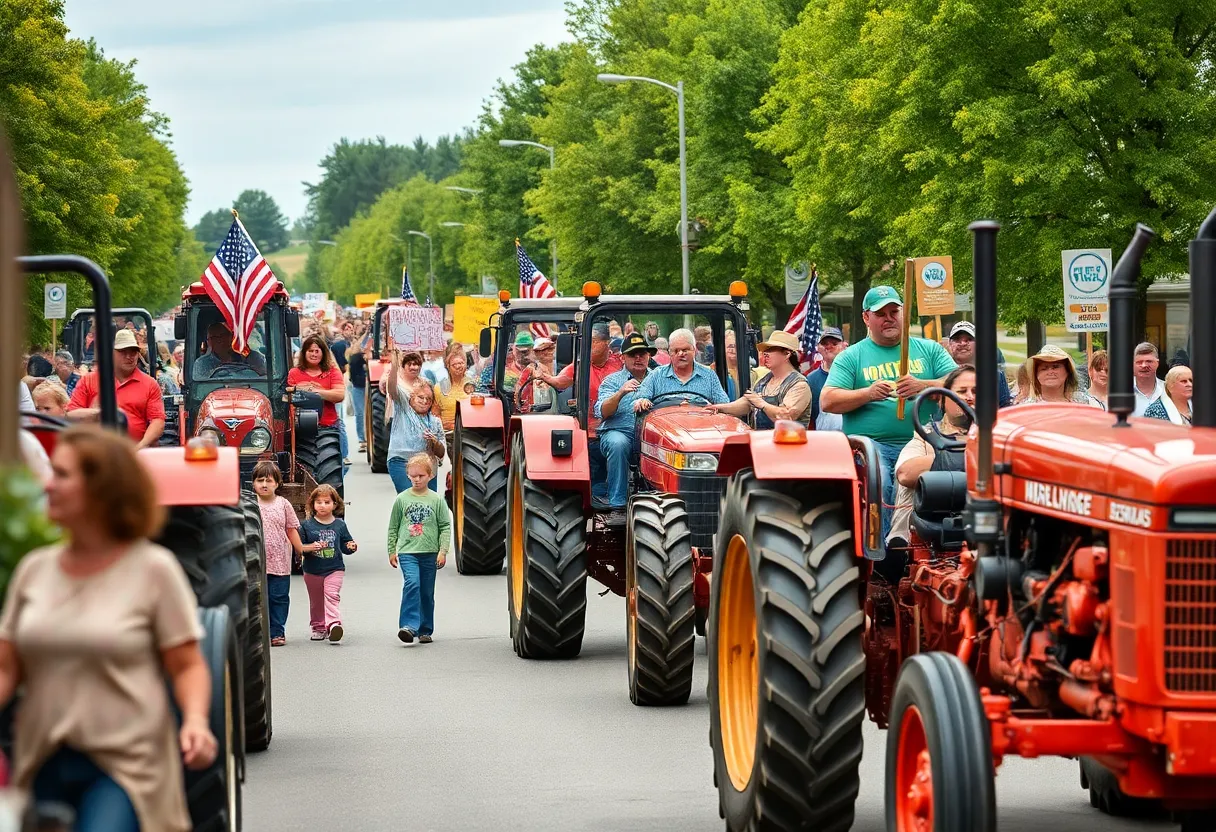 Tractors gathered in Lansing during the farmers rally against government regulations