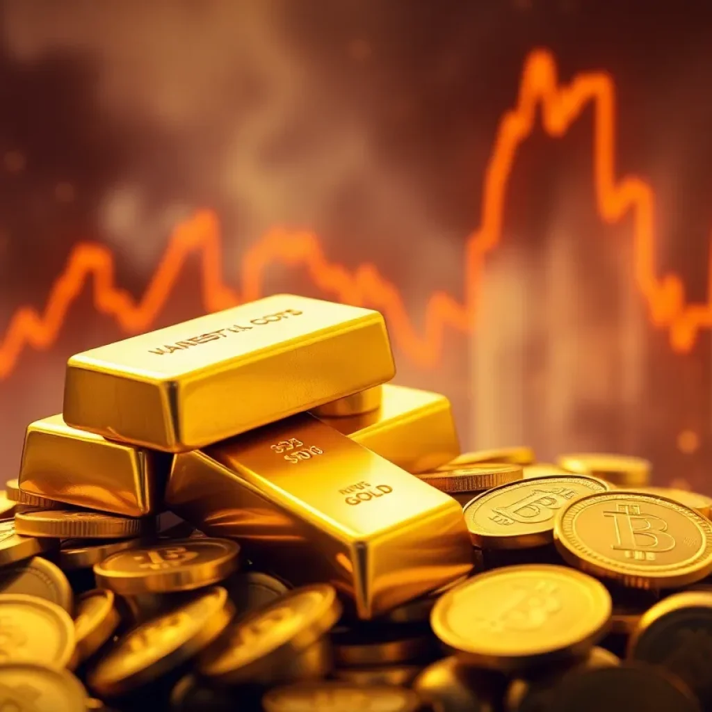 Gold bars and coins symbolizing rising gold prices