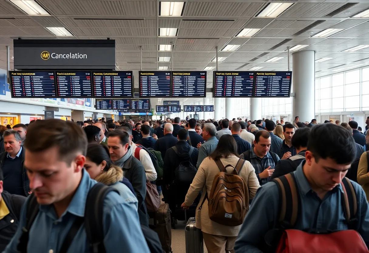 Passengers at Heathrow Airport during a power outage