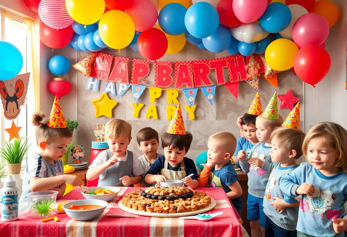 Children enjoying a birthday party with various activities in Metro Detroit