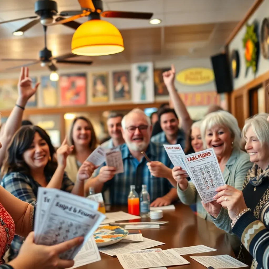 Celebration scene in Lawton, Michigan for Powerball winner