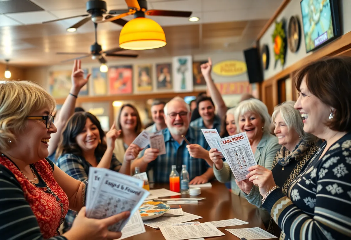 Celebration scene in Lawton, Michigan for Powerball winner