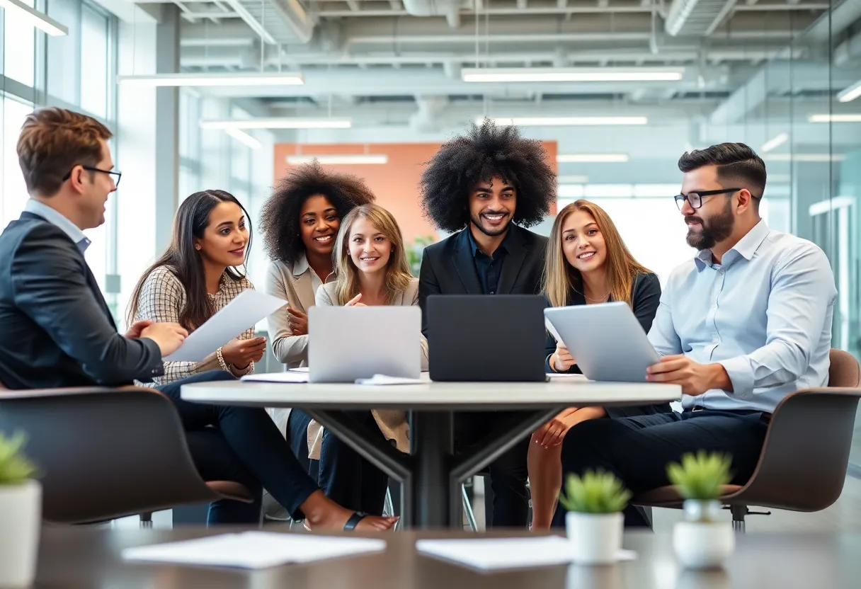 A diverse marketing team strategizing for 2025.