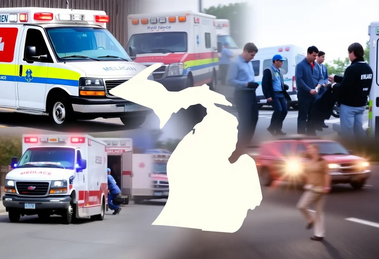 Emergency medical services vehicles in Michigan representing the funding crisis