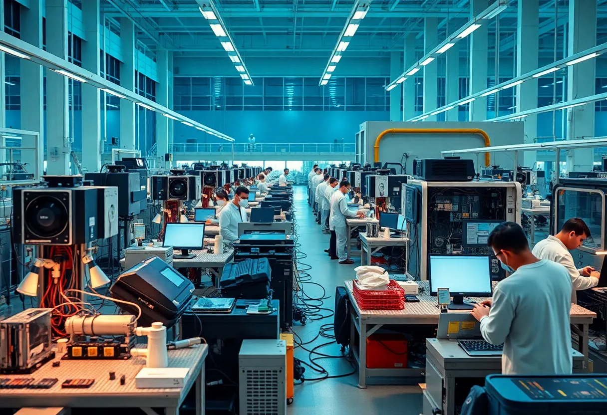 Workers at a semiconductor manufacturing facility in Michigan.