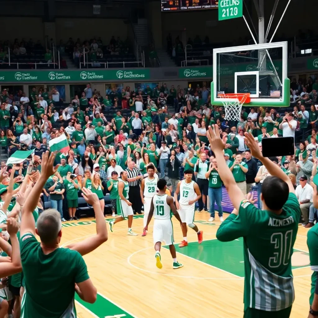 Fans celebrating Michigan State basketball victory