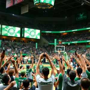 Michigan State basketball team celebrating their Big Ten Championship victory