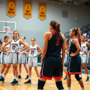 Michigan State women's basketball team on the court