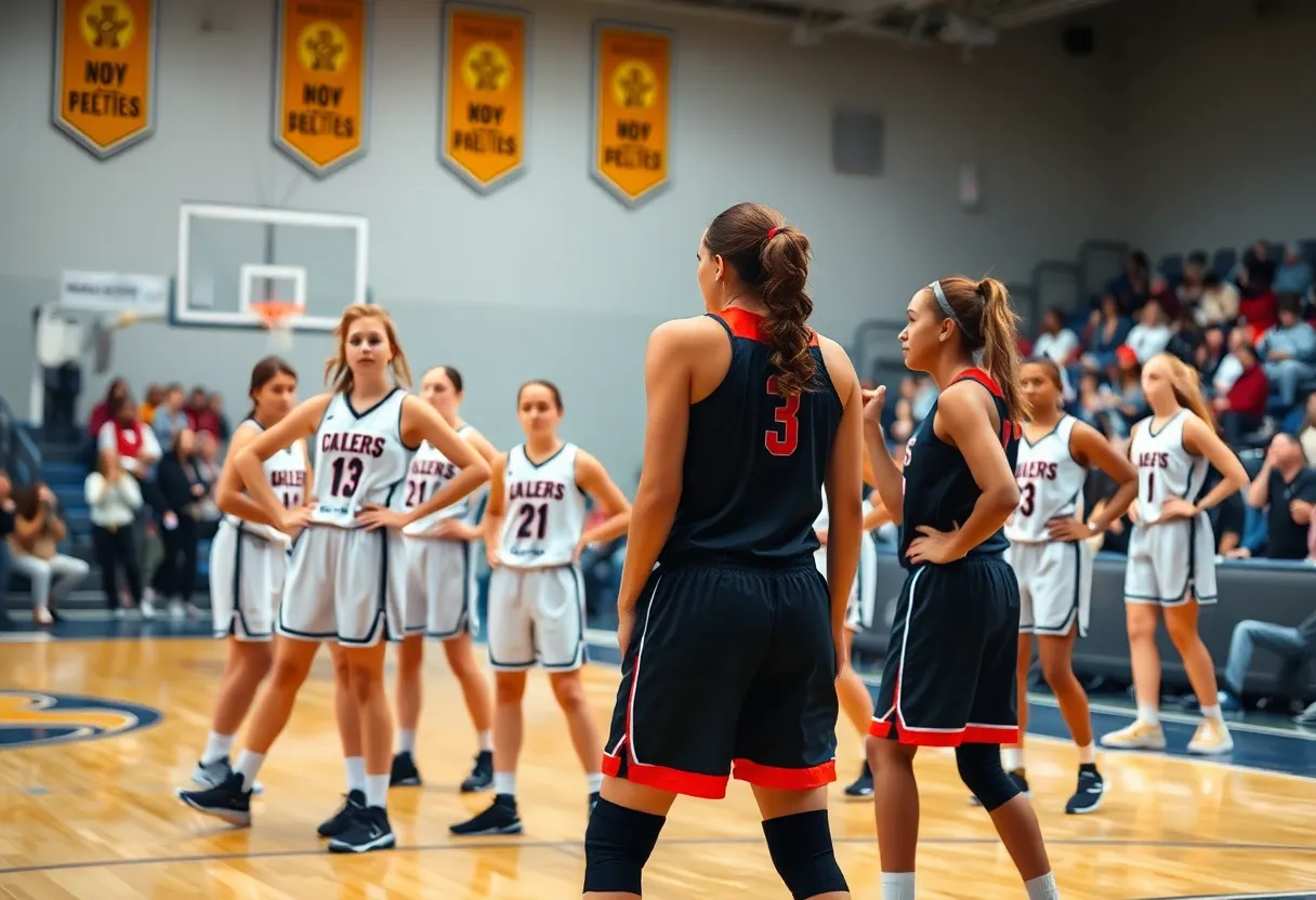 Michigan State women's basketball team on the court